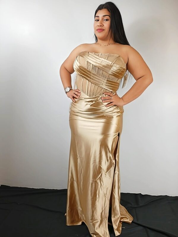 VESTIDO DORADO PLISADO