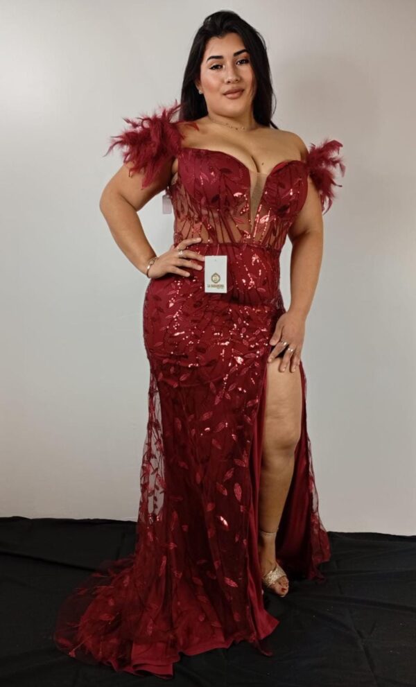 VESTIDO ROJO BURDEOS