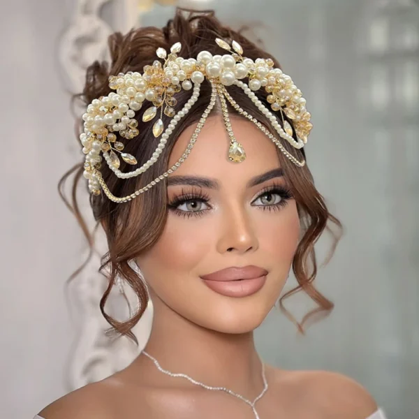 Diadema de cristal champán, verde y azul,