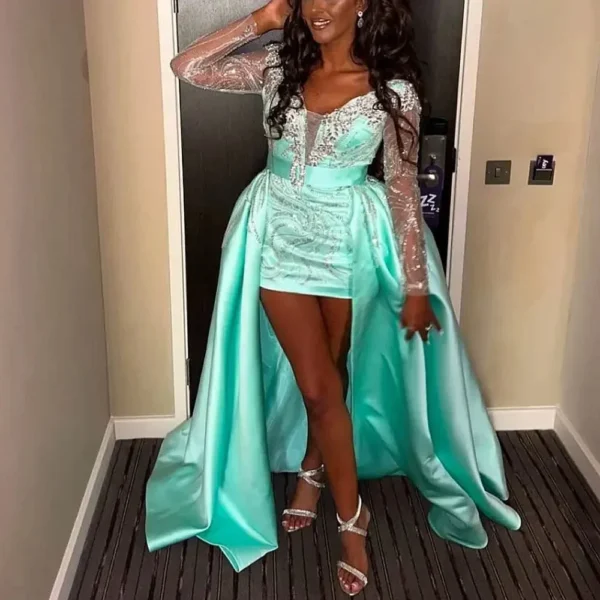 Vestidos lentejuelas turquesas, mangas PERSONALIZADO