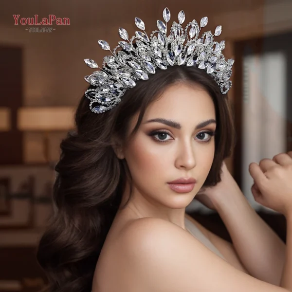 Diadema para novia, tocado con flores de cristal